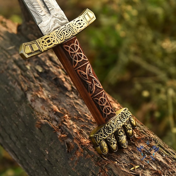 Handmade Damascus Viking Sword With Wooden Scabbard, Custom Hand Forged Sword, Gift For Him, Fantasy Decor, Groomsmen Gift, Christmas Gift