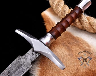 Handmade Damascus Steel Viking Sword | Hand-Forged Personalized sword | Cosplay Sword Gift for Him | Fantasy Decor | Groomsmen Gift