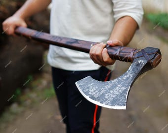 Extra Long TWO HANDED Viking Axe,Berserker Axe, Hand Forged Axe, Leviathan Axe, Handmade Medieval Axe, Anniversary Gift, Best Gift For Him