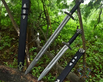 Hand Forged Damascus Steel Northman Sword | Viking Style Collectible | Medieval Inspired Handmade Sword Home Decor & Gift