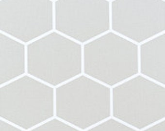 Laminated cotton aka oilcloth heavyweight tablecloth, fitted by TAILORING or ELASTIC or DRAPED, Light Gray Honeycomb