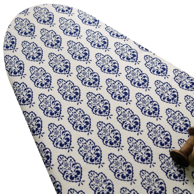 PADDED Ironing Board Cover made with 100 percent linen delft blue on white select the size