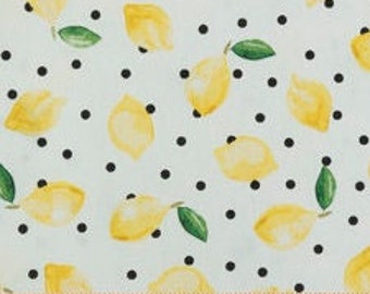 PADDED Ironing Board Cover made with elastic draswtring, Lemon and Dots, select the size