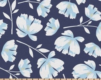 PADDED Ironing Board Cover with ELASTIC around edges, David Textiles Navy Floral Bloom Toss fabric, select your size