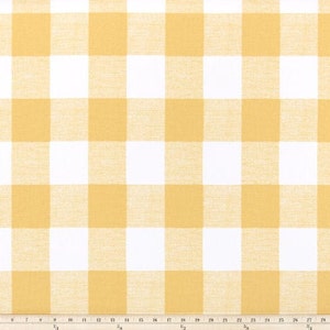 Laminated cotton aka oilcloth heavyweight tablecloth TAILORED, ELASTIC, or DRAPED, yellow & white Buffalo Plaid large gingham check