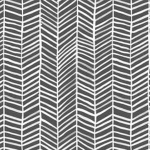 May include: Dark gray and white herringbone pattern. The design features a repeating pattern of angled lines, creating a zig-zag effect. The lines are hand-drawn, giving the pattern a textured appearance. The color scheme is simple, with a dark gray background and white lines.