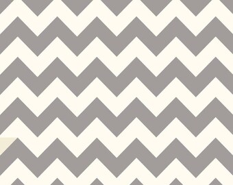 Laminated Cotton aka Oilcloth HEAVYWEIGHT splat mat Gray and Ivory chevron, choose your size