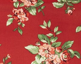 PADDED Ironing Board Cover with ELASTIC around edges, Waverly Inspirations Red Farmhouse Flowers fabric, select your size