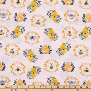 PADDED Ironing Board Cover with elastic around edges, beehive floral bees and hives and wreaths on blush bkg fabric, select your size image 2