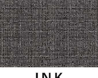Laminated cotton tablecloth fitted by TAILORING or fitted by ELASTIC or DRAPED, Splash Fabrics Black Ink