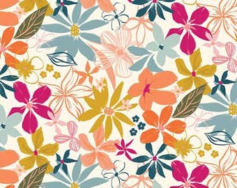 Custom Laminated Cotton Tablecloth, Riley Blake Eden Floral, Choose Fit and Style