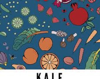 Laminated cotton tablecloth fitted by TAILORING or fitted by ELASTIC or DRAPED, Splash Fabrics Kale