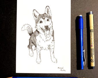 Pen and Ink Pet Portrait - Hand Drawn Artwork from Your Photo