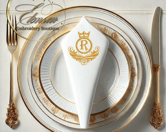Royal Monogram Letter R - Machine Embroidery Design