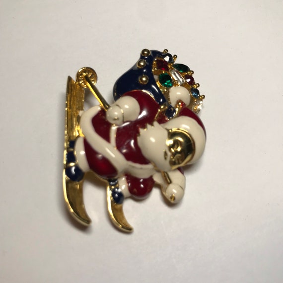 Vintage Santa on sleigh rhinestone pin pendant.0 - image 4