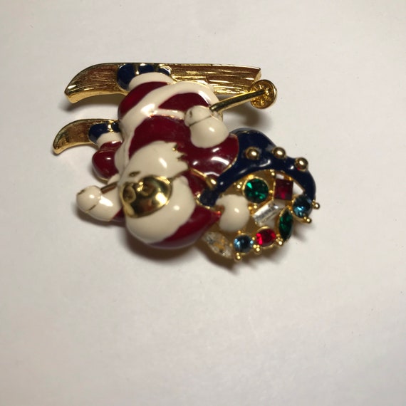 Vintage Santa on sleigh rhinestone pin pendant.0 - image 3