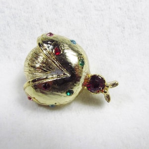 Vintage 1950s rhinestone lady bug beetle brooch pin