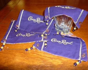 Crown Royal bag, Purple, Gold and Handmade by Material Visions