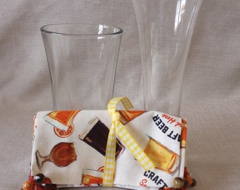 Beverage Cover Ups, Craft Beer, Cream, Orange, Red, Brown and Handmade by Material Visions