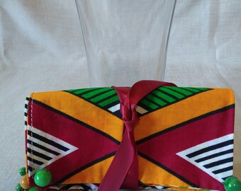 Beverage Cover Ups, Orange, Red, Green, White, Black Handmade by Material Visions