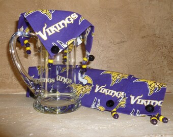 Minnesota Vikings, Beverage Cover Ups, Purple, Yellow, White, Hand made byMaterial Visions on  Etsy