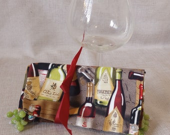 Beverage Cover Ups, Wine, Red, Green, Bottles, Words Handmade by Material Visions on Etsy