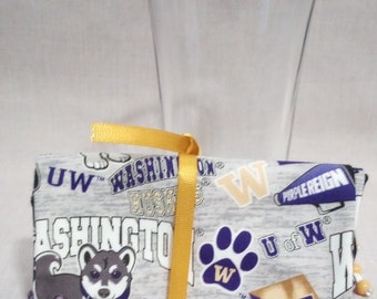 Beverage Cover Ups, Washington State Huskies Football, Dog, Paw, U of W Handmade by Material Visions