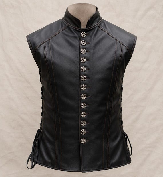 Handmade Men's Leather Vest Renaissance Genuine Leather Men's Medieval Vest Christmas Gift for him Renaissance fair, Cosplay costumes