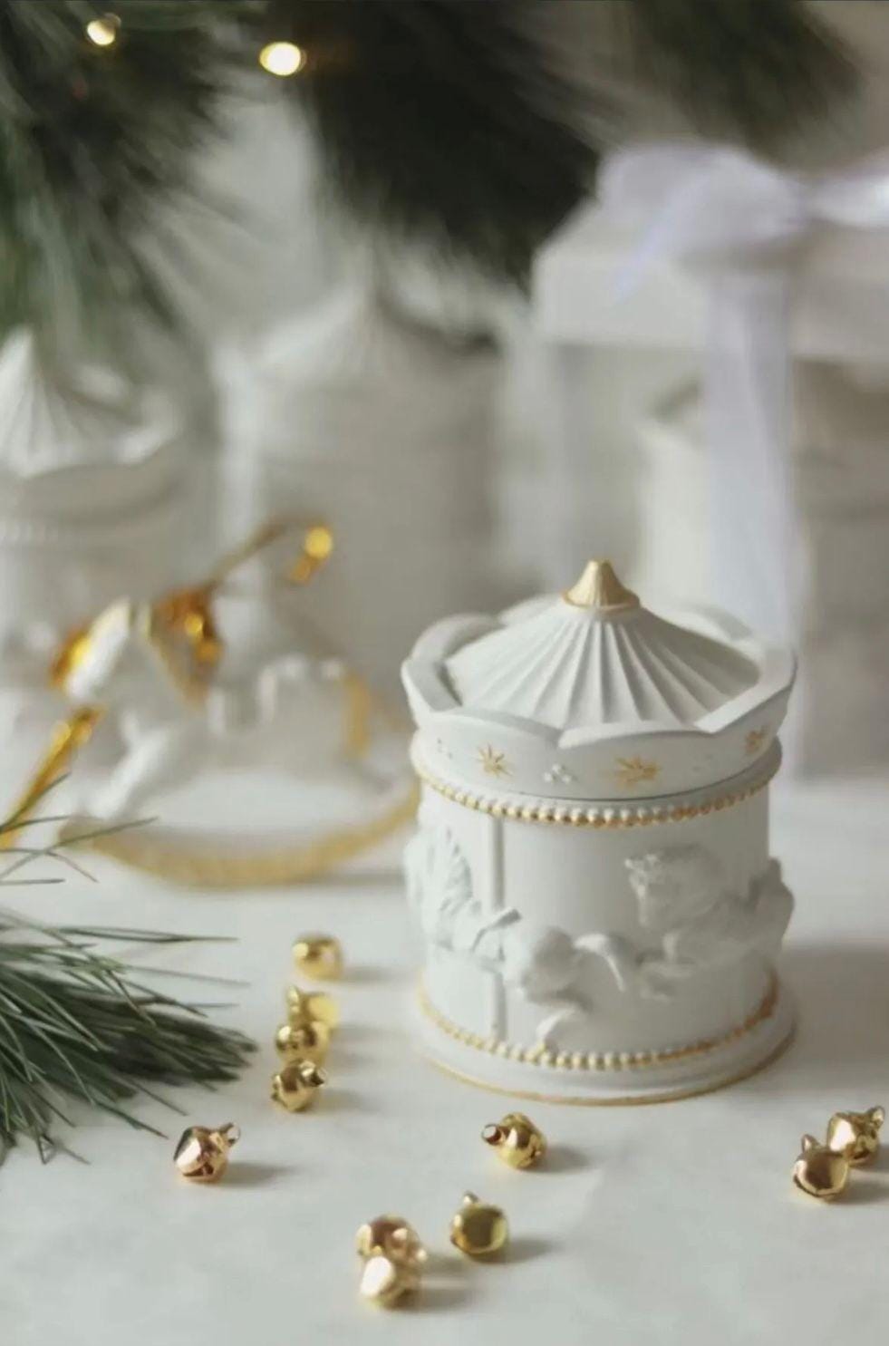 Elegant Carousel Candle Jar With Golden Details Luxury Decorative Soy ...