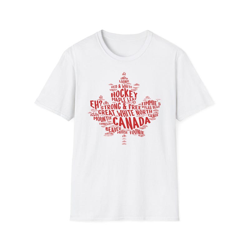 Camiseta con la hoja de arce de Canadá, camiseta del orgullo canadiense, camiseta del Gran Norte Blanco, camiseta de Canadá Fuerte y Libre, regalo de recuerdo de viaje, tienda canadiense de Etsy White