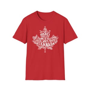 Camiseta con la hoja de arce de Canadá, camiseta del orgullo canadiense, camiseta del Gran Norte Blanco, camiseta de Canadá Fuerte y Libre, regalo de recuerdo de viaje, tienda canadiense de Etsy Red