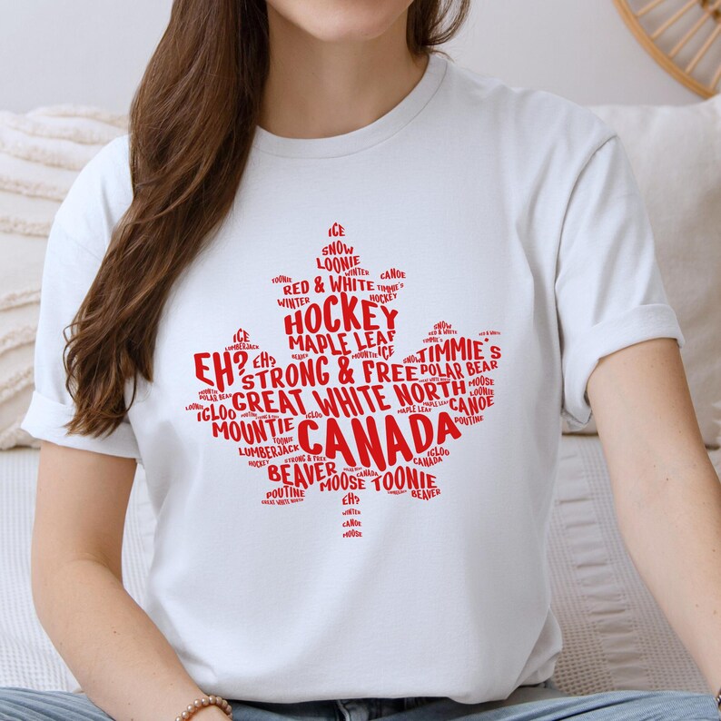 Camiseta con la hoja de arce de Canadá, camiseta del orgullo canadiense, camiseta del Gran Norte Blanco, camiseta de Canadá Fuerte y Libre, regalo de recuerdo de viaje, tienda canadiense de Etsy imagen 3