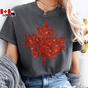 Comfort Colors Kanada T-Shirt, Mosaik Ahornblatt, rotes Ahornblatt Shirt, stilisierte kanadische Flagge Shirt, Original Subtle Modern Art CCP