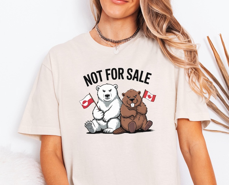 Not For Sale Greenland Canada Shirt, Beaver & Polar Bear Tee, Anti-Trump Canada T-Shirt, Made in Canada, Shop Canada Gift image 2