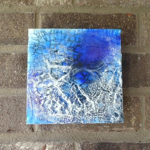 Mini Encaustic Wall Art, Textured Wall Art, Textured Encaustic, Abstract Blue Wax Art, Mixed Media Wall Art, 6x6 painting, Ocean Art Decor
