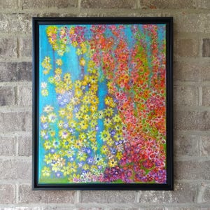 Abstract Floral Painting, Bright Botanical Art, Colorful painting Wall Art, Original Canvas Art, Impressionist Flowers, colorful flower art
