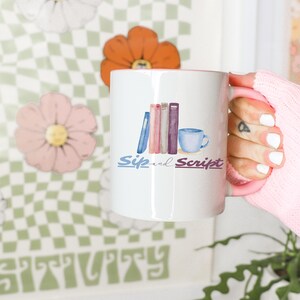 Sip and Script Mug, Book Lover Mug, Reader Gift Idea, Cozy Reading Mug, Literary Coffee Cup, Bookish Aesthetic Gift