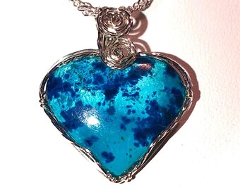 Shattuckite Heart Pendant Necklace