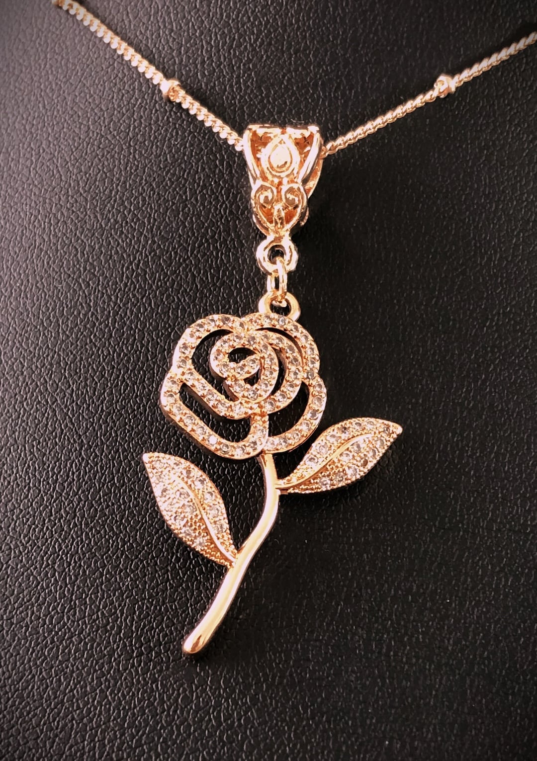 Fancy Gold R Flower Rose Gold Flower Pendant Necklace - Etsy