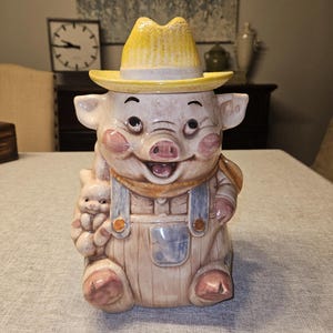 Farmer Pig Cookie Jar - Etsy