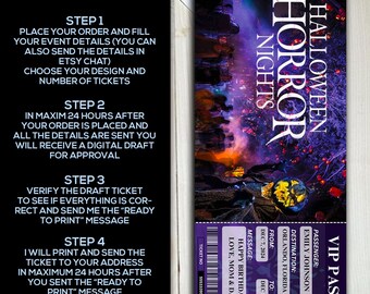 Custom Halloween Horror Nights Ticket | Laminated VIP Pass | Scary