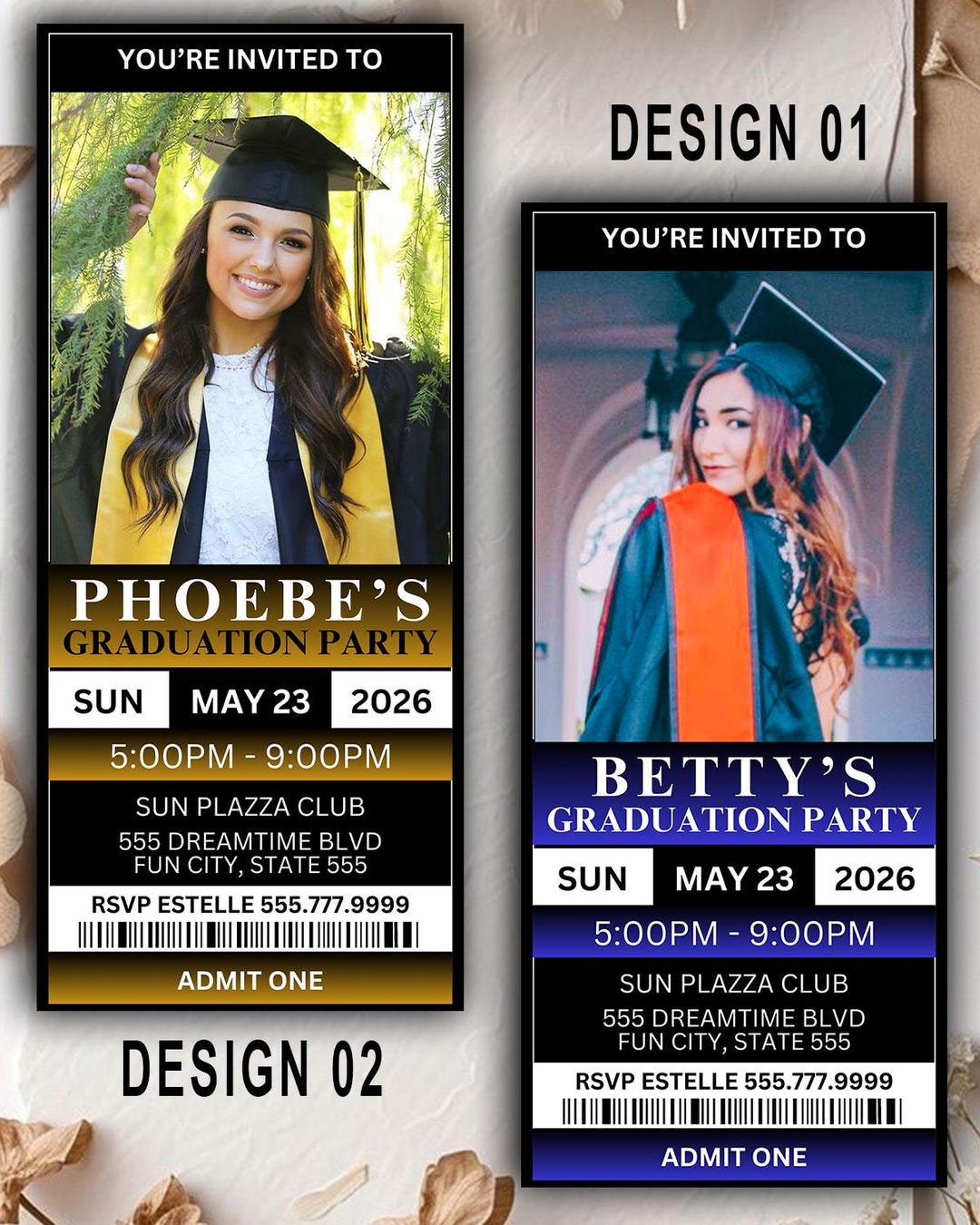 Custom Laminated Graduation Ticket Keepsake – Personalized Class of ...