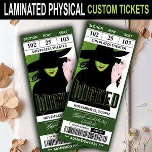 Custom Wicked Musical Theatre Ticket | Personalized Gift Reveal | Editable West End / Broadway Souvenir Keepsake | Physical Ticket