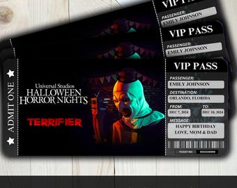 Custom Halloween Horror Nights Ticket | Laminated VIP Pass | Scary