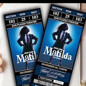 Custom Matilda Theater Ticket • Laminated Broadway Pass • Musical Gift & Keepsake
