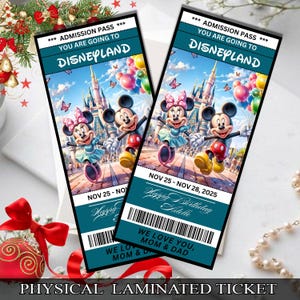 Billet Mickey et Minnie Surprise pour Disneyland | Révélation de voyage plastifiée | Souvenir de Disney World