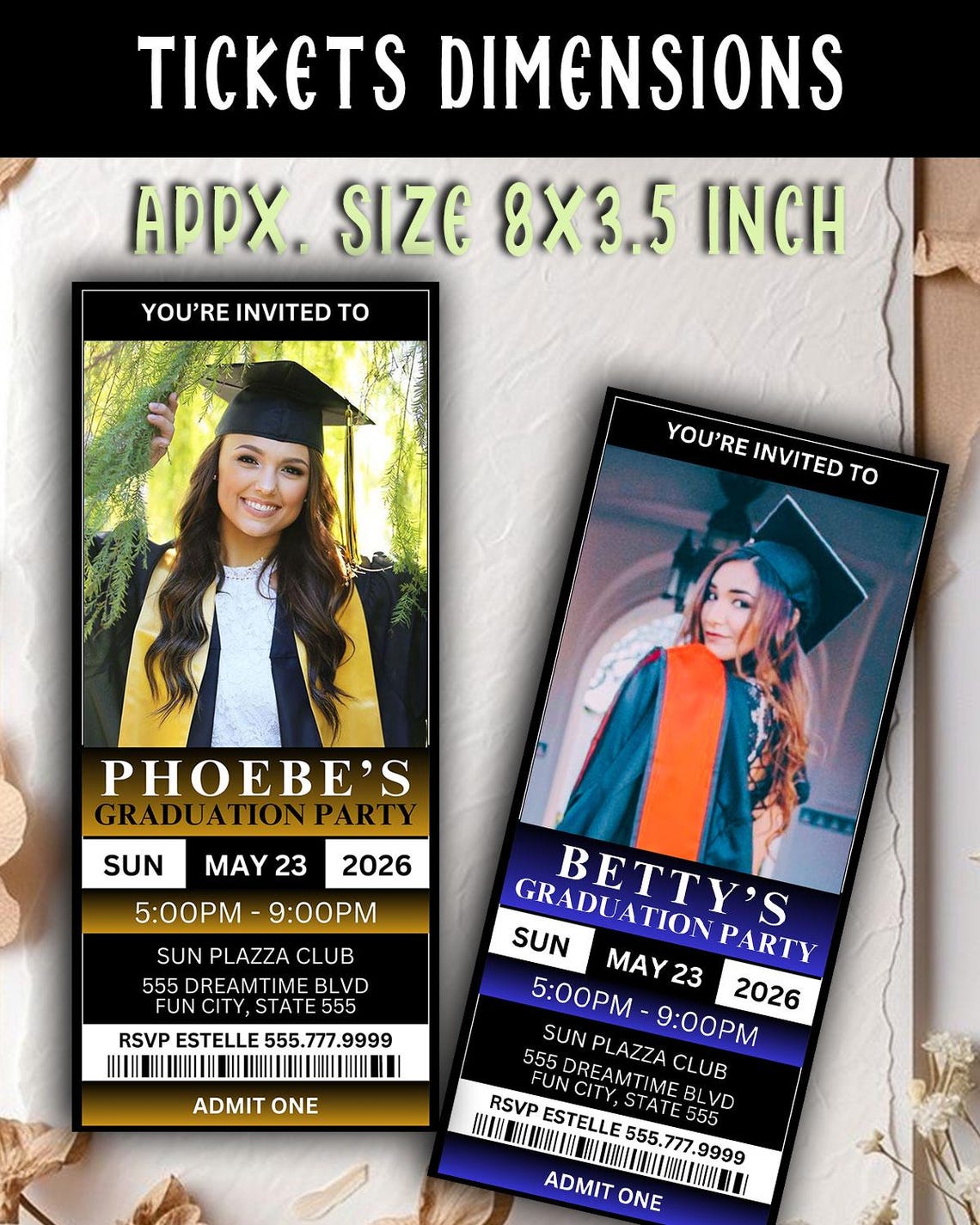 Custom Laminated Graduation Ticket Keepsake – Personalized Class of ...