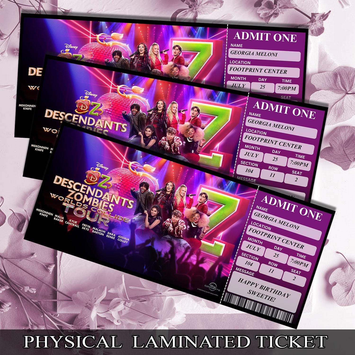 Physical Descendants Zombies, Worlds Collide Tour Ticket , Physical Keepsake, Physical Memorabilia, Physical Music Concert Show Ticket