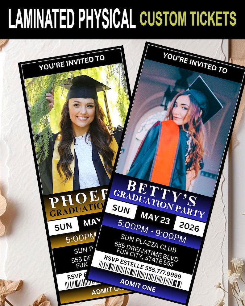Custom Laminated Graduation Ticket Keepsake – Personalized Class of ...