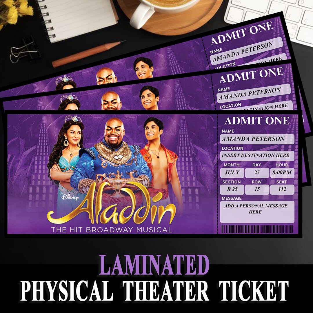 Custom Aladdin Musical Theatre Physical Ticket | West End Broadway ...